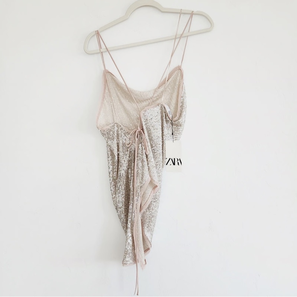 Zara Sequin Asymmetrical Top Medium NWT